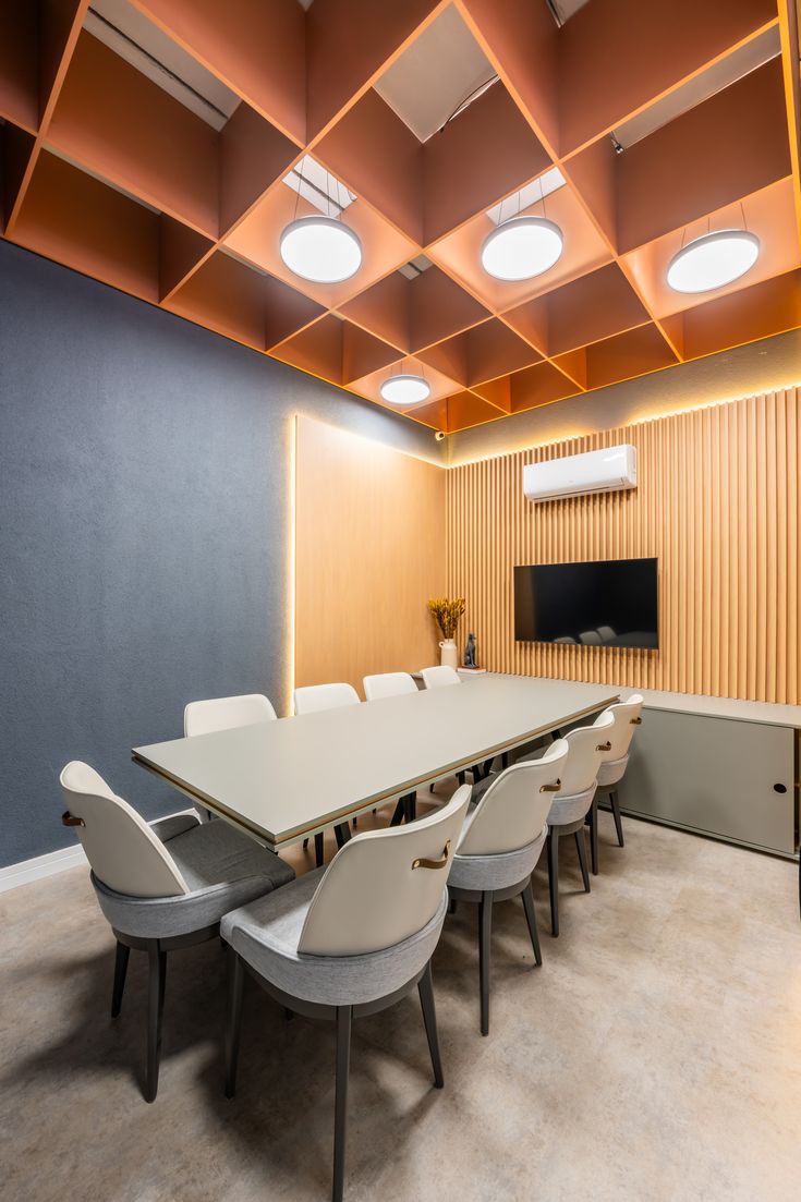 Executive Boardroom Suite with Natural Teak Veneer Table & Cable Ports #1